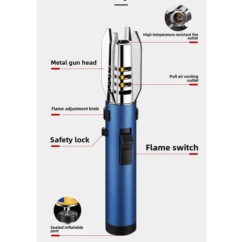 Windproof Jet Flame Turbine Torch Lighter – Metal Body, Adjustable Flame, Lockable Safety