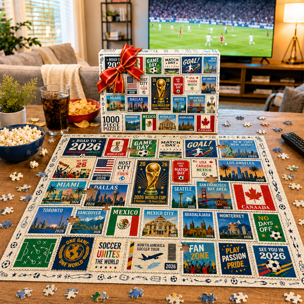 2026 World Cup Soccer Stamp Collection Puzzle - 500/1000 Piece Jigsaw Puzzle