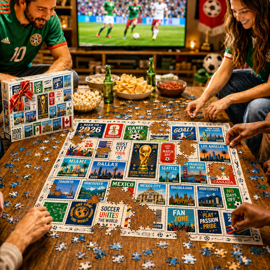 2026 World Cup Soccer Stamp Collection Puzzle - 500/1000 Piece Jigsaw Puzzle