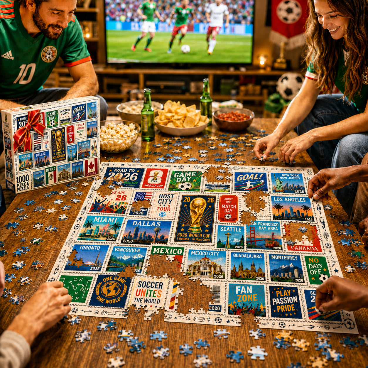 2026 World Cup Soccer Stamp Collection Puzzle - 500/1000 Piece Jigsaw Puzzle