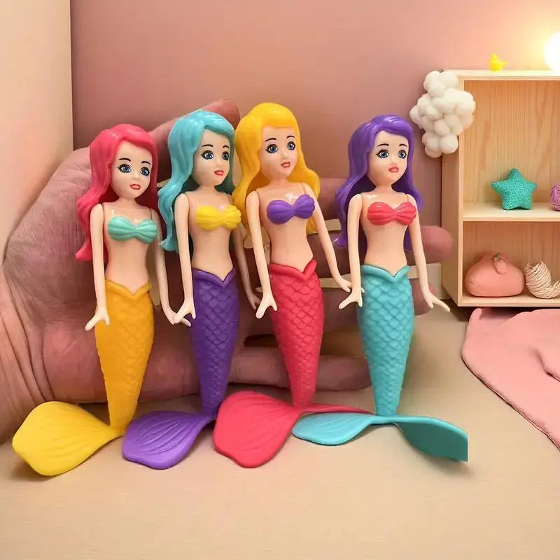 4 Counts Colorful Mermaid Dive Bath Toys - Pool Swimming Games for Boys Girls Teens Adults