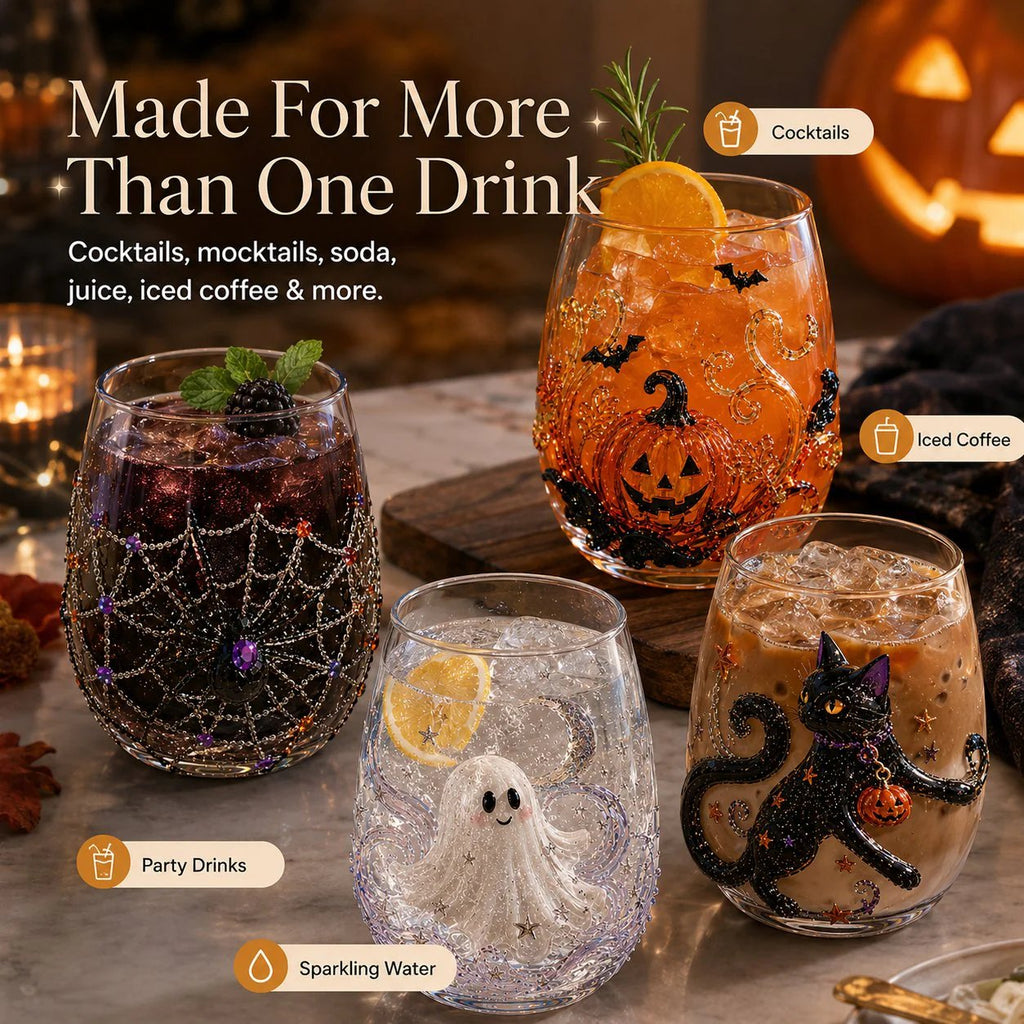 🔥LAST DAY 40% OFF - 🎃 3D Halloween Artisan Glass Cups, Festive Parties & Cozy Fall Home Bar Vibes