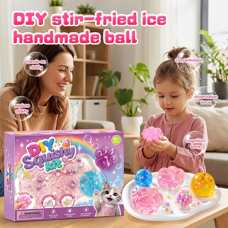 Kawaii DIY Squishy Kit – Mochi Texture Slime & ASMR Fidget Toy