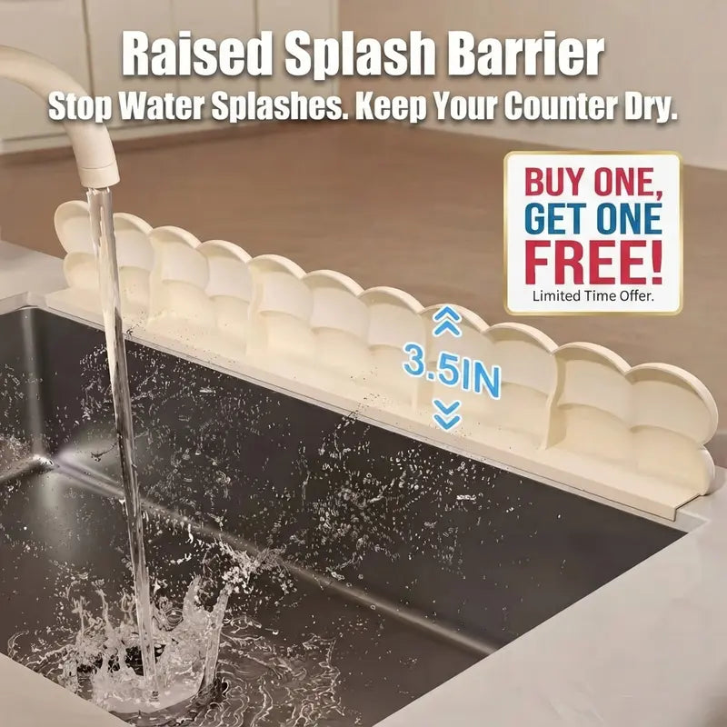 2-Piece Silicone Folding Splash Guard Set - Waterproof Countertop & Sink Protector with Suction Cups (Buy 1 Get 1 Free)