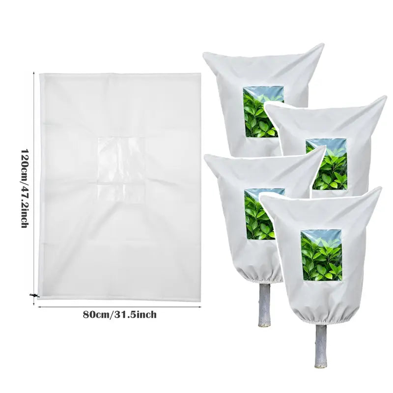 Plant Frost Protection Cover - Winter Freeze Guard Bag with Zipper & Transparent Panel for Trees, Shrubs & Plants