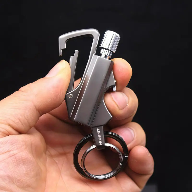 3-In-1 Metal EDC Keychain - Waterproof Fire Starter, Bottle Opener & Reusable Cotton Wick Lighter