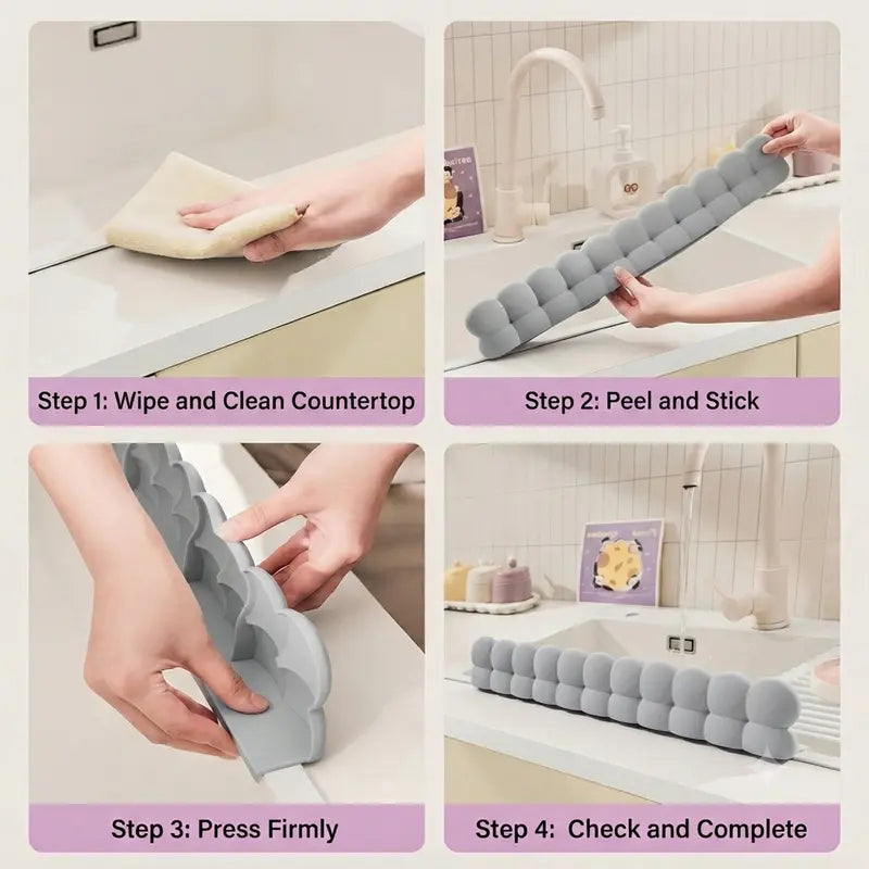 2-Piece Silicone Folding Splash Guard Set - Waterproof Countertop & Sink Protector with Suction Cups (Buy 1 Get 1 Free)