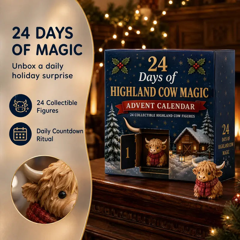 24-Day Highland Cow Advent Calendar – Christmas Countdown Gift Box