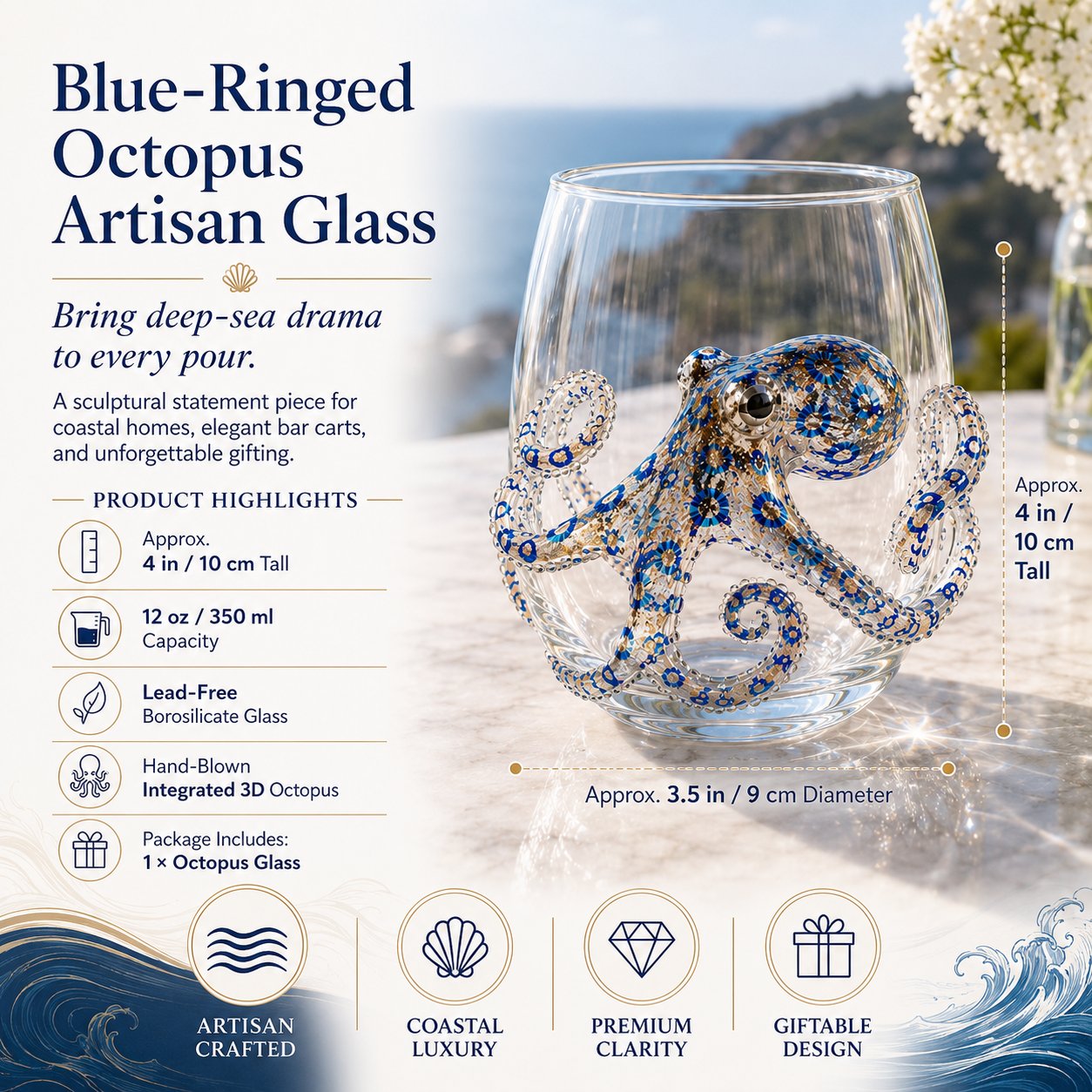 🔥 Last Day 49% OFF – 🌊 3D Ocean Animal Artisan Glassware Collection