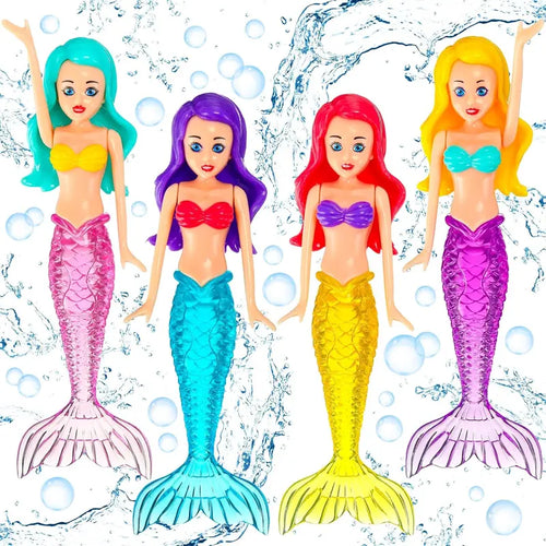 4 Counts Colorful Mermaid Dive Bath Toys - Pool Swimming Games for Boys Girls Teens Adults