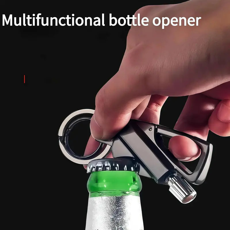 3-In-1 Metal EDC Keychain - Waterproof Fire Starter, Bottle Opener & Reusable Cotton Wick Lighter