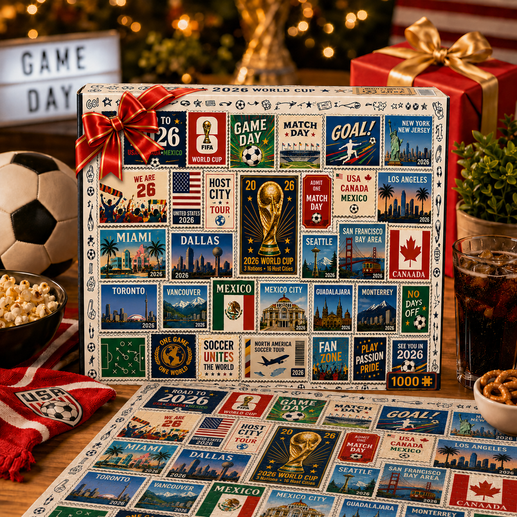 2026 World Cup Soccer Stamp Collection Puzzle - 500/1000 Piece Jigsaw Puzzle