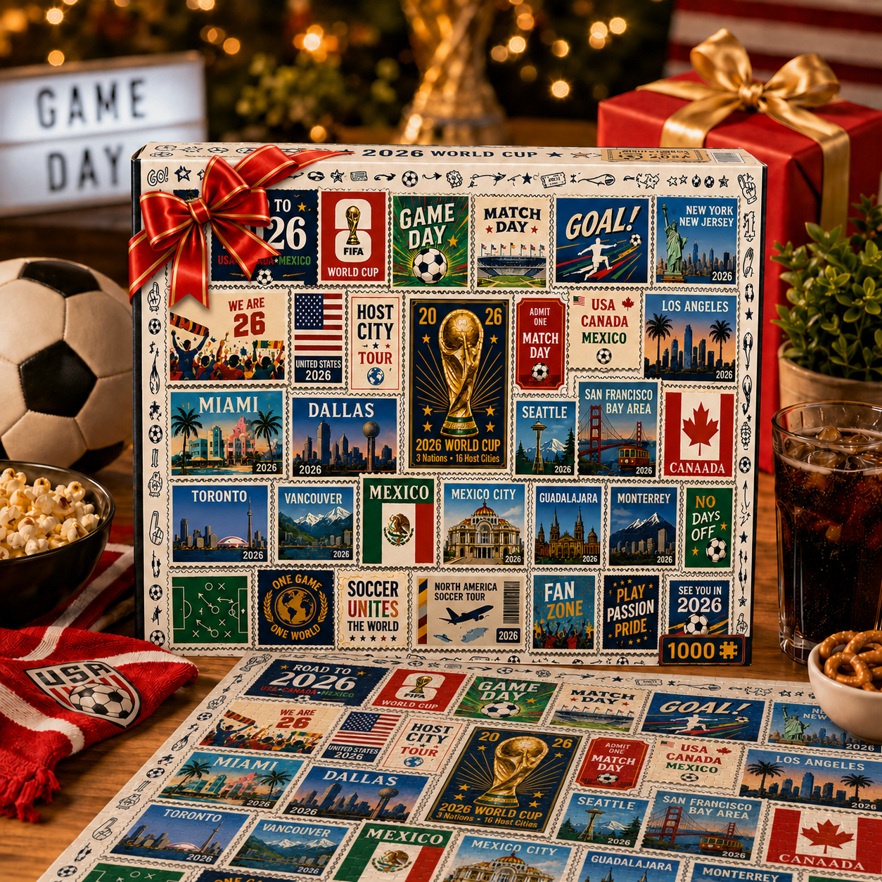 2026 World Cup Soccer Stamp Collection Puzzle - 500/1000 Piece Jigsaw Puzzle