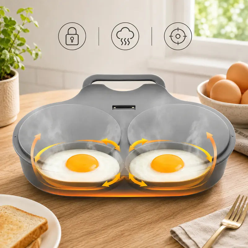 Dark Gray 2-Cup Round Non-Stick Microwave Omelette Maker