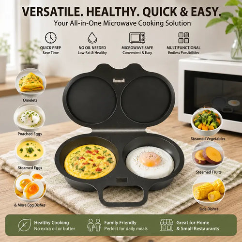 Dark Gray 2-Cup Round Non-Stick Microwave Omelette Maker