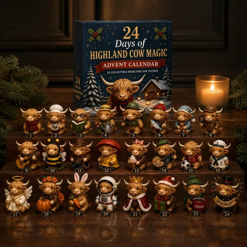 24-Day Highland Cow Advent Calendar – Christmas Countdown Gift Box