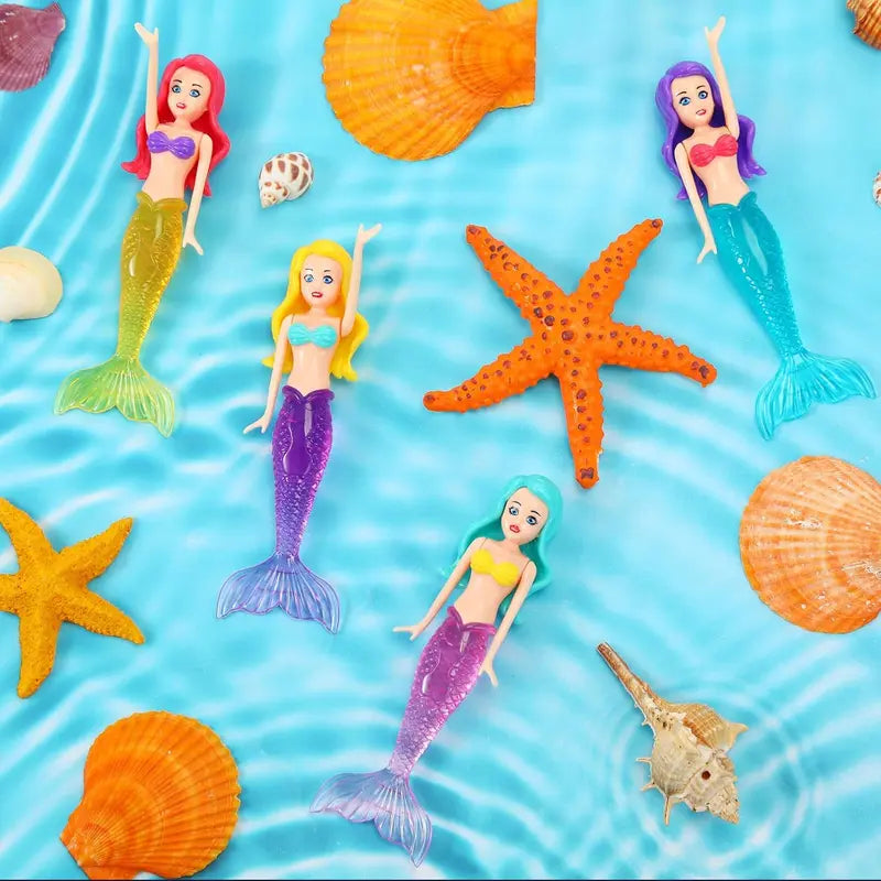 4 Counts Colorful Mermaid Dive Bath Toys - Pool Swimming Games for Boys Girls Teens Adults