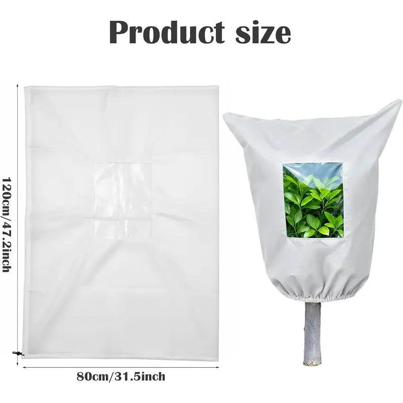 Plant Frost Protection Cover - Winter Freeze Guard Bag with Zipper & Transparent Panel for Trees, Shrubs & Plants