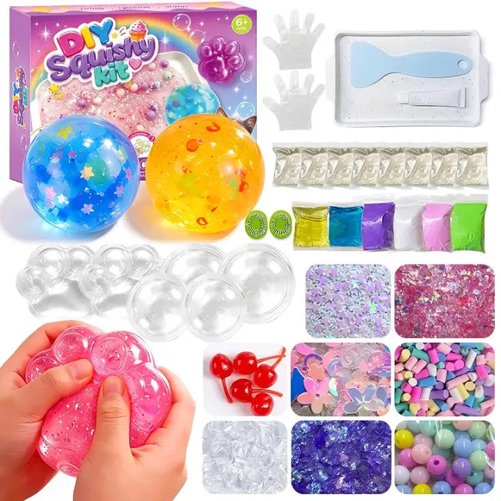 Kawaii DIY Squishy Kit – Mochi Texture Slime & ASMR Fidget Toy