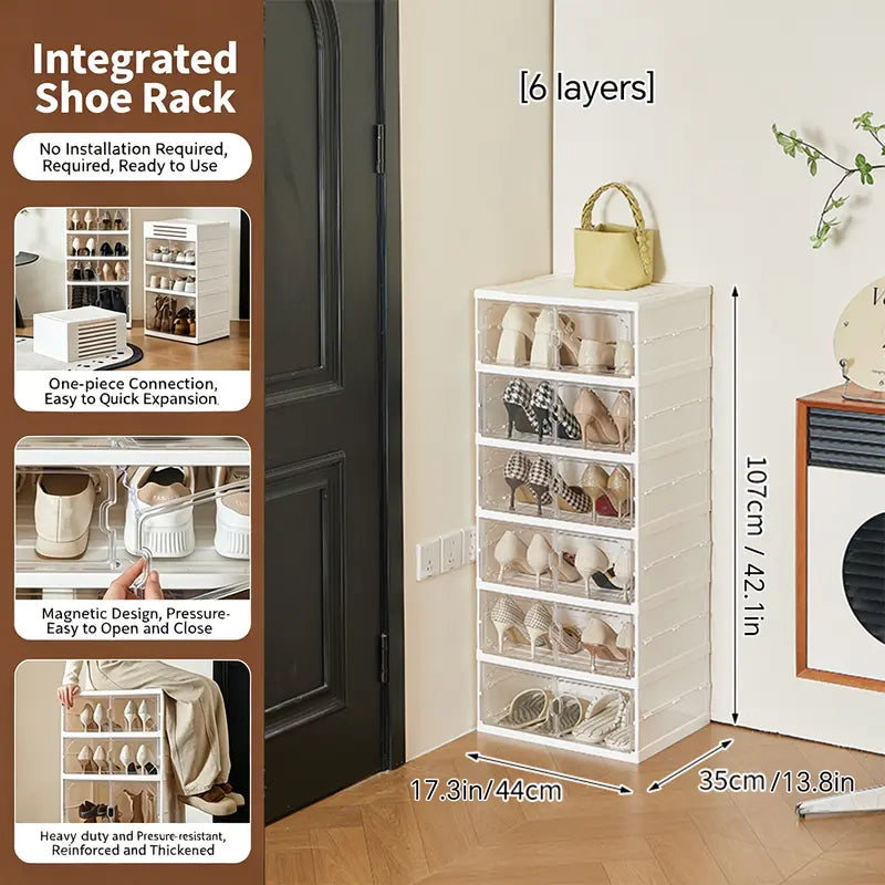 MiAoLi 10-Layer Folding Shoe Rack Organizer – 20-Pair Capacity Lockable Cabinet