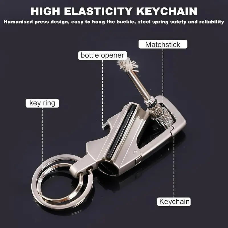 3-In-1 Metal EDC Keychain - Waterproof Fire Starter, Bottle Opener & Reusable Cotton Wick Lighter