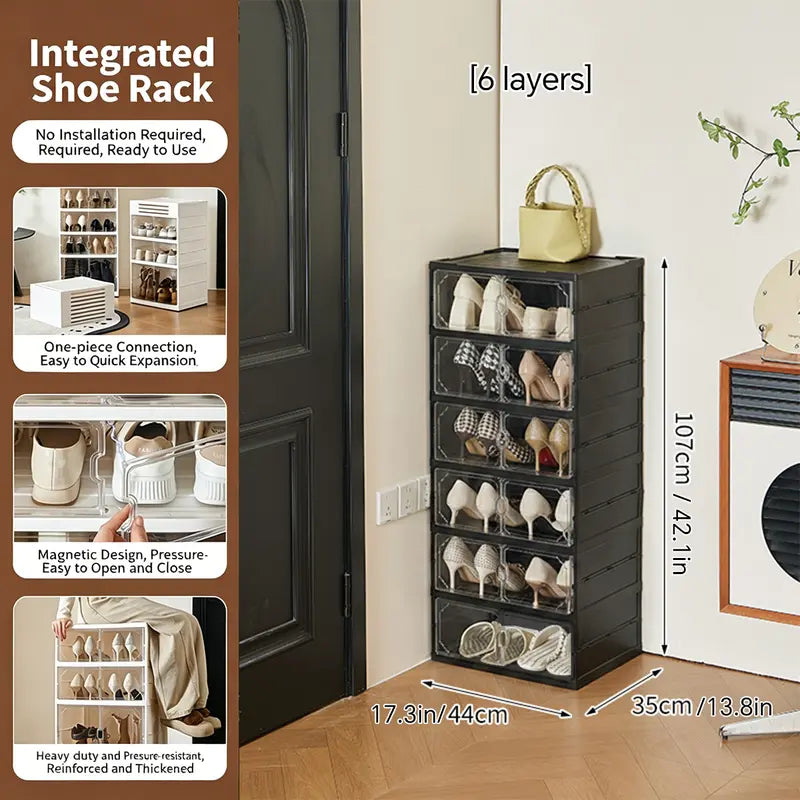 MiAoLi 10-Layer Folding Shoe Rack Organizer – 20-Pair Capacity Lockable Cabinet