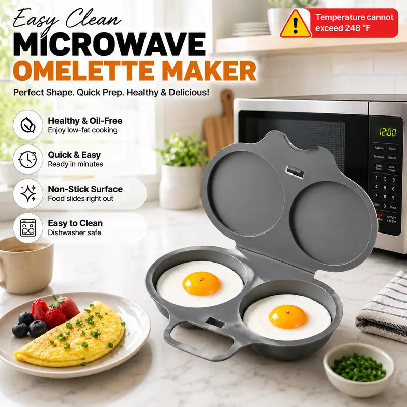 Dark Gray 2-Cup Round Non-Stick Microwave Omelette Maker