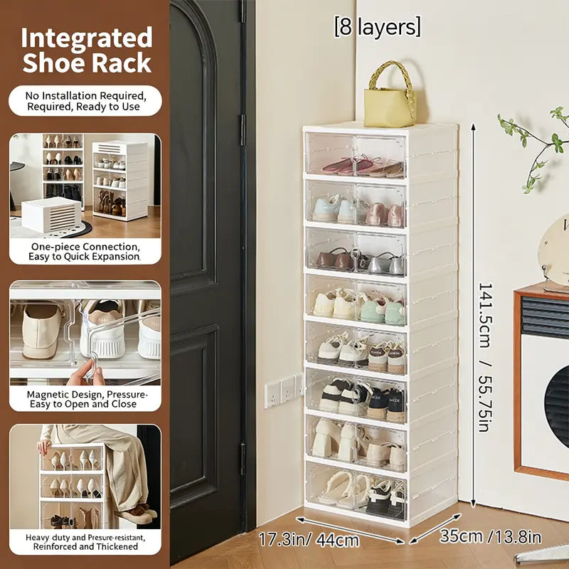 MiAoLi 10-Layer Folding Shoe Rack Organizer – 20-Pair Capacity Lockable Cabinet
