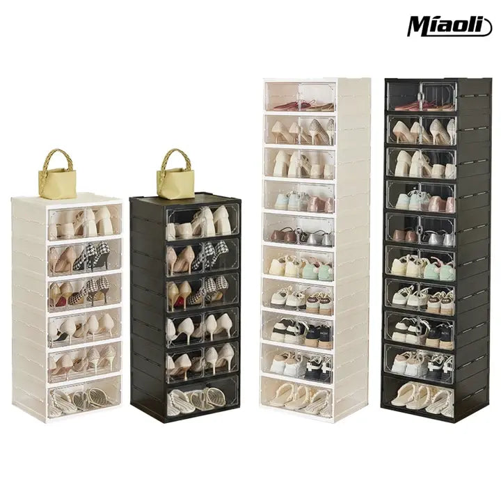 MiAoLi 10-Layer Folding Shoe Rack Organizer – 20-Pair Capacity Lockable Cabinet
