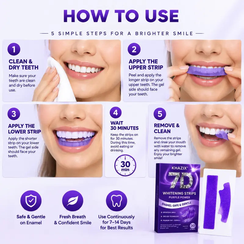 Gentle Minty Whitening Teeth Strips for Adults - Daily Brightening Self Care
