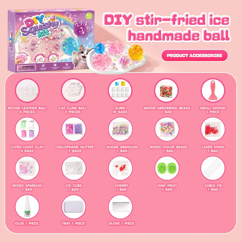 Kawaii DIY Squishy Kit – Mochi Texture Slime & ASMR Fidget Toy