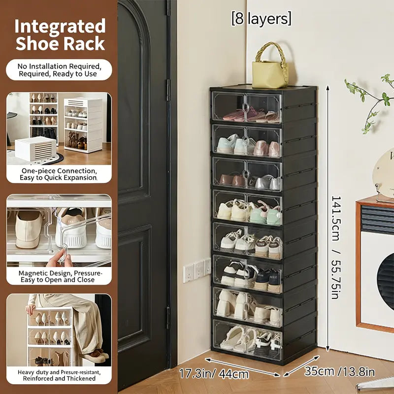 MiAoLi 10-Layer Folding Shoe Rack Organizer – 20-Pair Capacity Lockable Cabinet