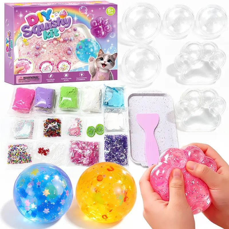 Kawaii DIY Squishy Kit – Mochi Texture Slime & ASMR Fidget Toy