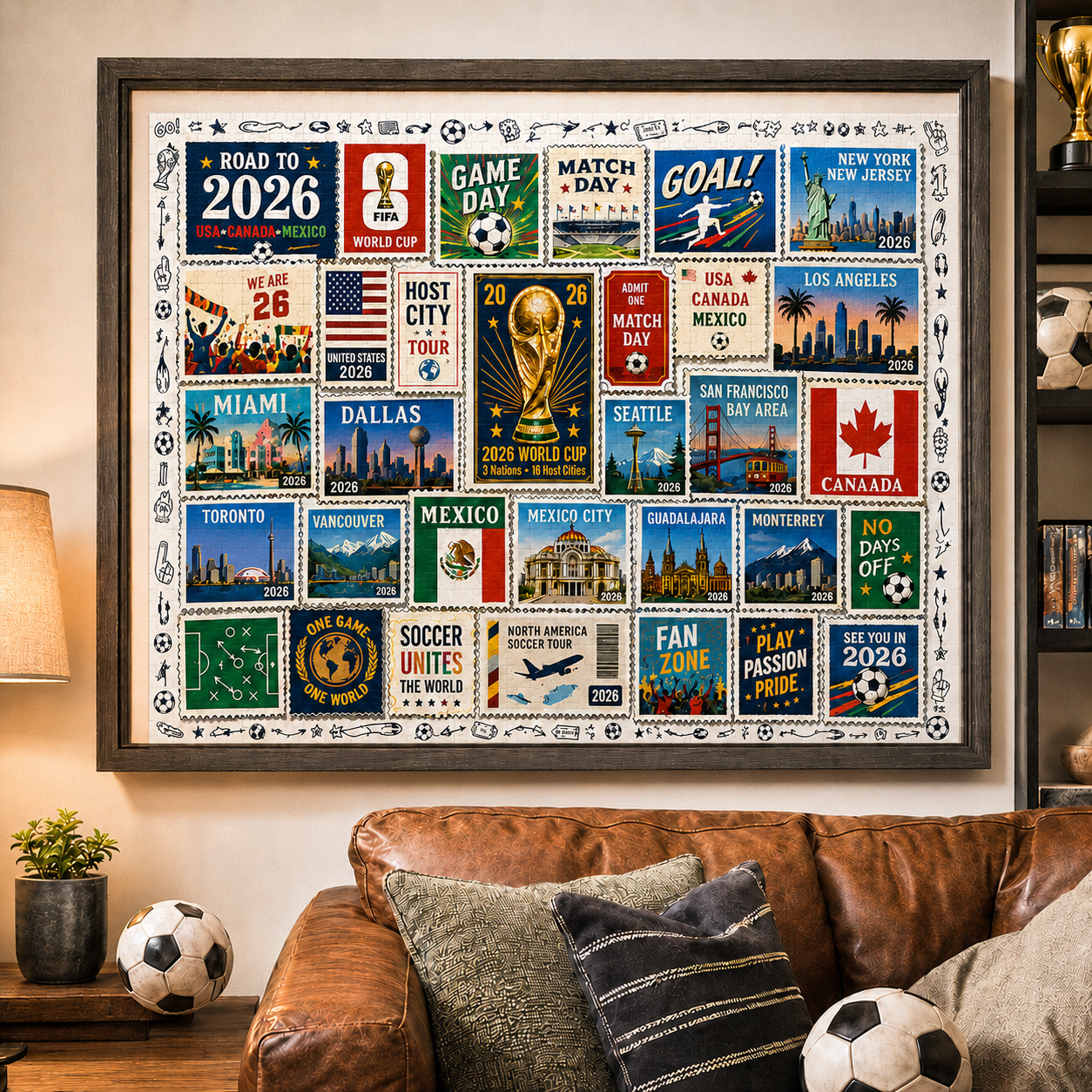 2026 World Cup Soccer Stamp Collection Puzzle - 500/1000 Piece Jigsaw Puzzle