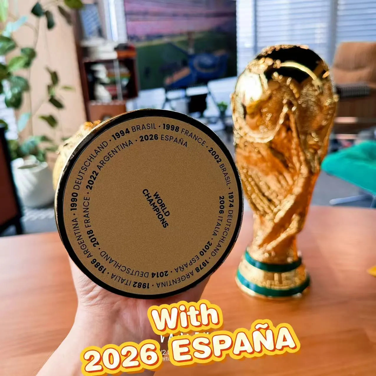 [Upgraded Resin Version ]-[With 2026 Spain Champion Team Name] High-Quality World Cup Hercules Cup Replica Trophy