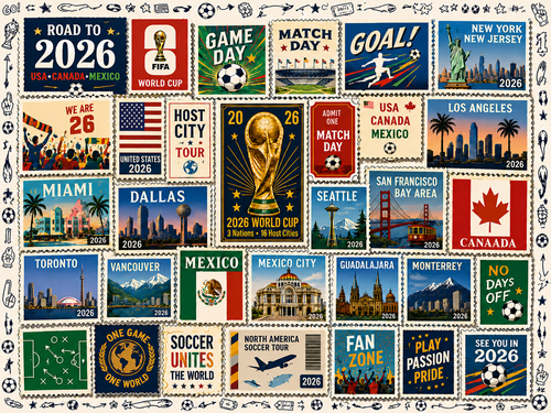 2026 World Cup Soccer Stamp Collection Puzzle - 500/1000 Piece Jigsaw Puzzle
