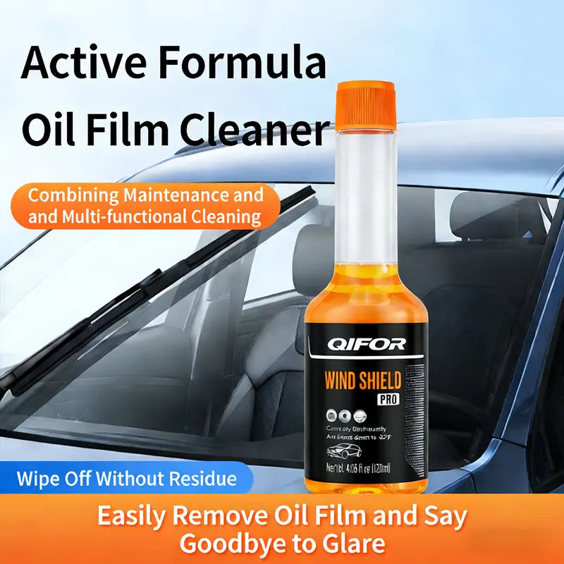 QIFOR Glass Cleaner - Oil Film Remover, Insect Glue Remover, Anti-Freeze & Hydrophobic Car Glass Cleaner