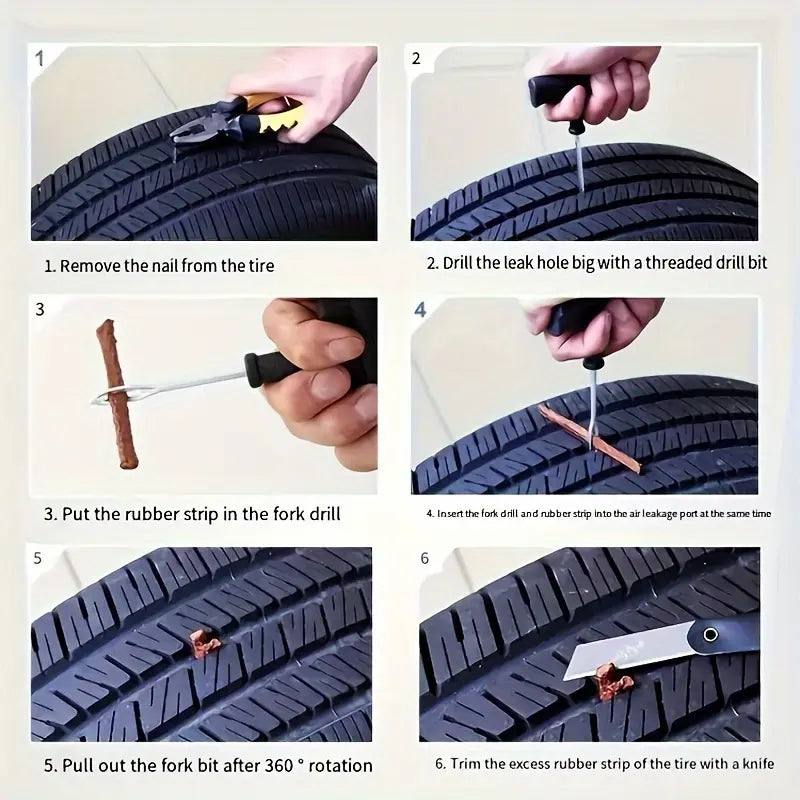 Automotive & Motorcycle Tire Repair Kit – Emergency Flat Tire Tool Set