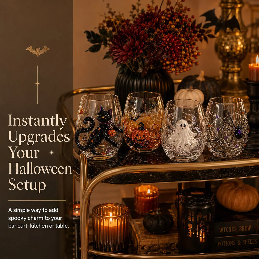 🔥LAST DAY 40% OFF - 🎃 3D Halloween Artisan Glass Cups, Festive Parties & Cozy Fall Home Bar Vibes