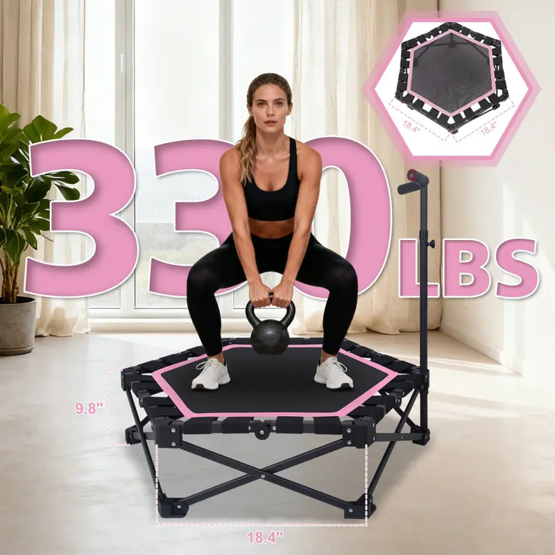 Foldable Fitness Trampoline with Adjustable T-Bar