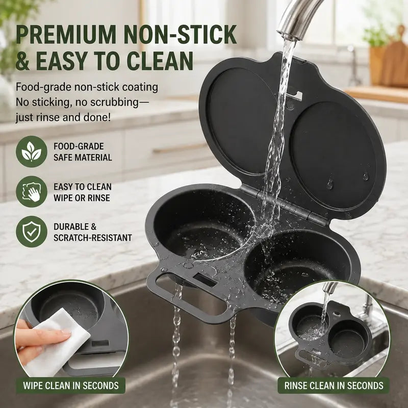 Dark Gray 2-Cup Round Non-Stick Microwave Omelette Maker