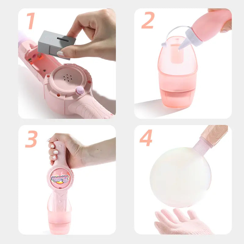 Handheld Party Bubble Maker – Elastic Spinner Wand with Colorful Smoke Effect