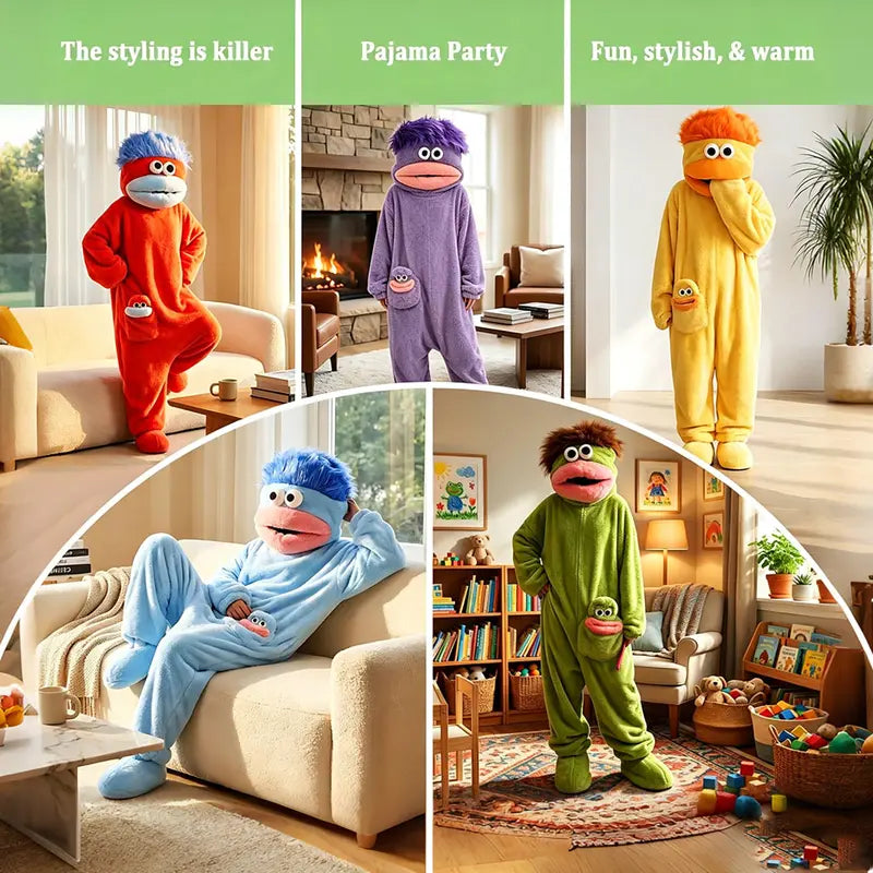 Msrlassn Funny Monster Wearable Blanket Hoodie – Oversized Fleece for Women & Men