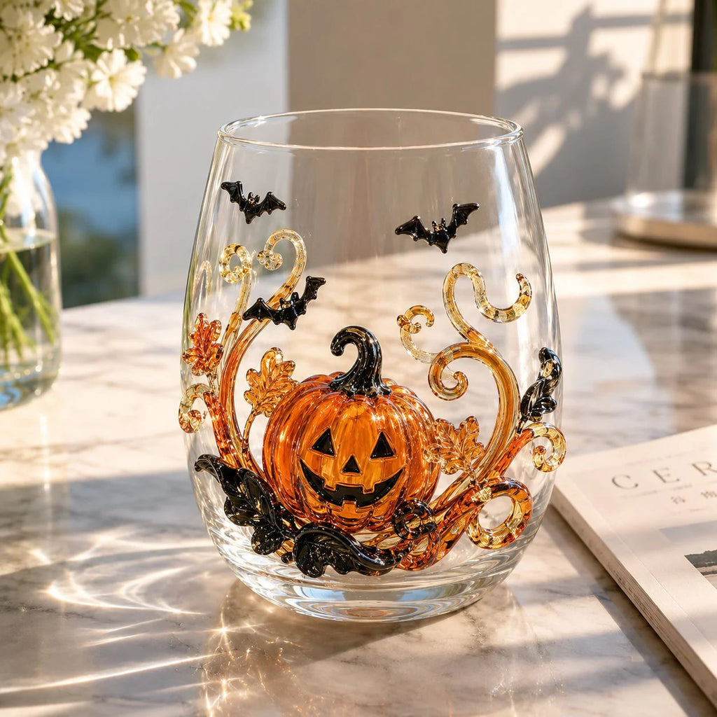 🔥LAST DAY 40% OFF - 🎃 3D Halloween Artisan Glass Cups, Festive Parties & Cozy Fall Home Bar Vibes