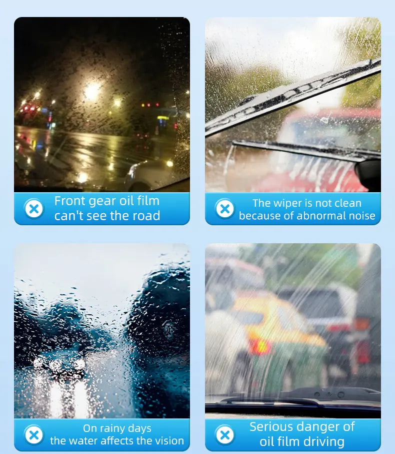 QIFOR Glass Cleaner - Oil Film Remover, Insect Glue Remover, Anti-Freeze & Hydrophobic Car Glass Cleaner